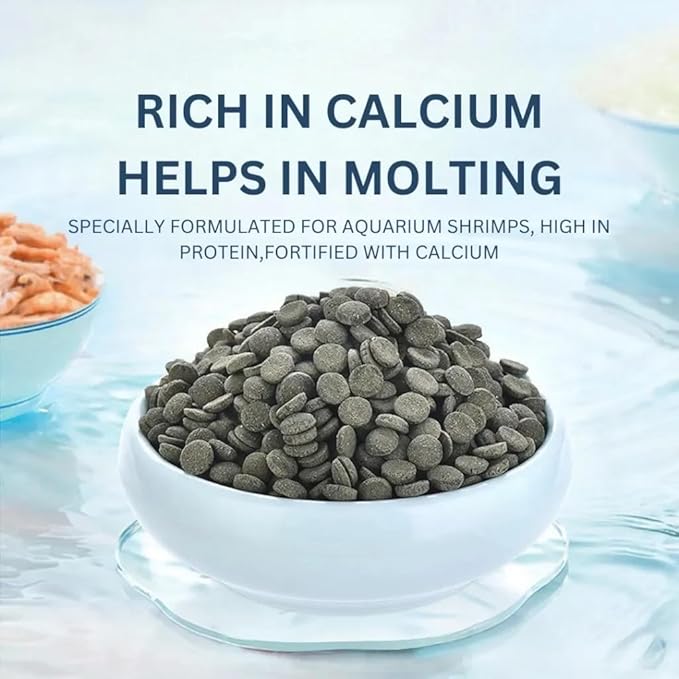 Shrimp Food 4.6 oz – High Protein Discs with Spirulina, Probiotics, and Calcium for Neocaridina, Caridina, Crystal Shrimp & Aquatic Invertebrates – Molting Support