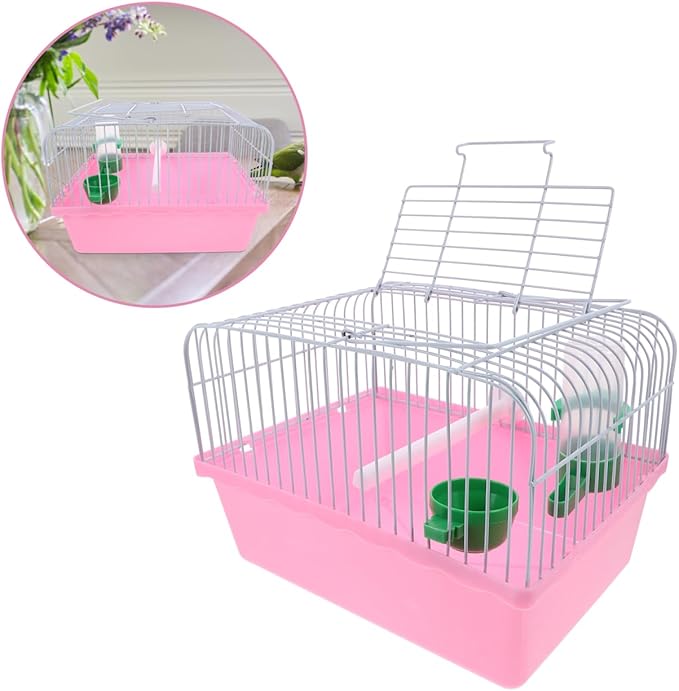 Bird Carrier Travel Cage Parrot Carrying Cage for Birds and Small Animals（Pink）