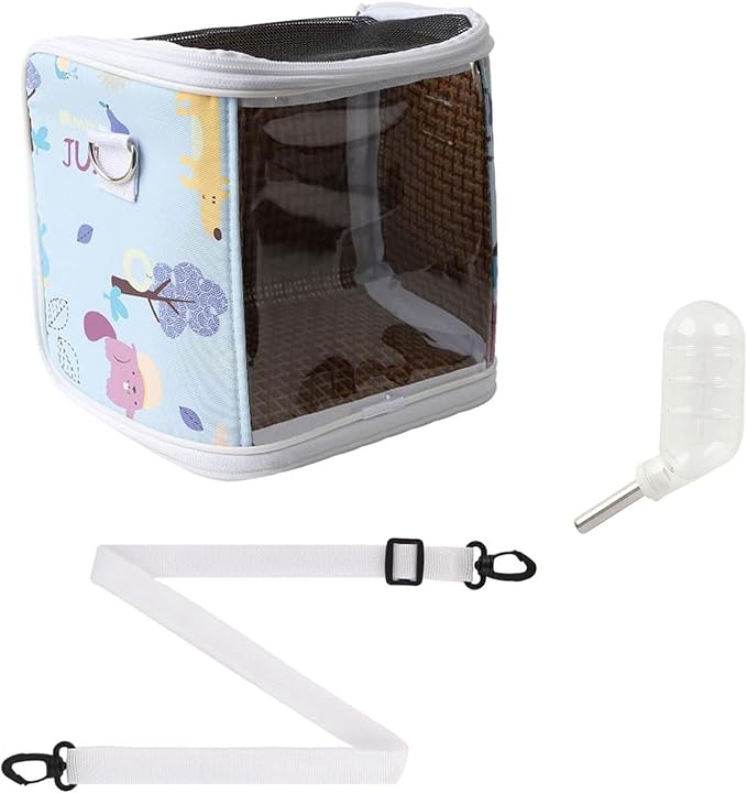 Guinea Pig Carrier with Water Feeder, Small Animal Hamster Carry Pouch with Ventilated Design and Clear Window, Chinchilla Travel Carrier for Bird Parrot Guinea Pigs Pet Transportation