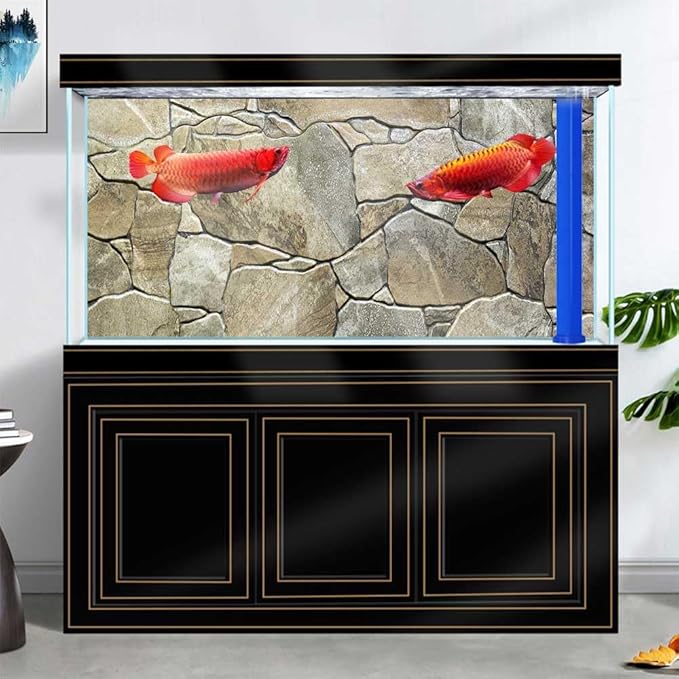 36X20IN Marble Aquarium Background, Art Marble Aquarium Background, Natural Marble Glass Terrarium Background with 8 EVA Double-Sided Tape