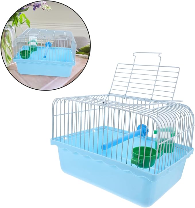 VANZACK Portable Birdcage Bird Carrying Carrier Parrot Cage Pet Travel Cockatiel Parrot Travel Carrier Pet Travel Travel Carrier Blue Iron