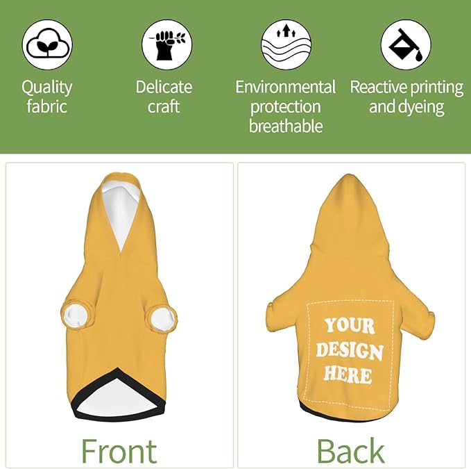 Dog Costume, Custom Dog Hoodie, Dog Name Costume Holiday Pet Pajamas Outfit, Personalized Pet Coat Costumes for Small Medium Large Dogs and Cats for Winter, Gold, S