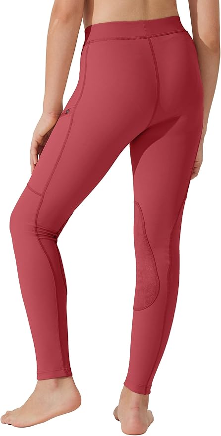 Willit Girls Horse Riding Pants Tights Kids Equestrian Breeches Knee-Patch Youth Schooling Tights Zipper Pockets