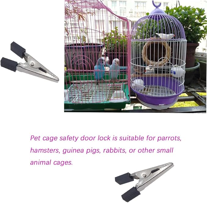 40 Pcs Bird Cage Safety Clips, Iron, Black, 1.89x0.7 Inch, Suitable for Parrots, Hamsters, Guinea Pigs, Rabbits, Lightweight, Anti-Escape