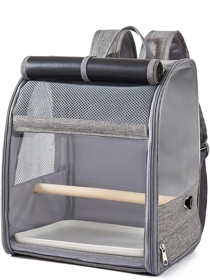 Portable Bird Carrier Bird Backpack with Perch and Tray for Birds Cockatiel Parrot Breathable Large Space Bird Cage Travel Bag