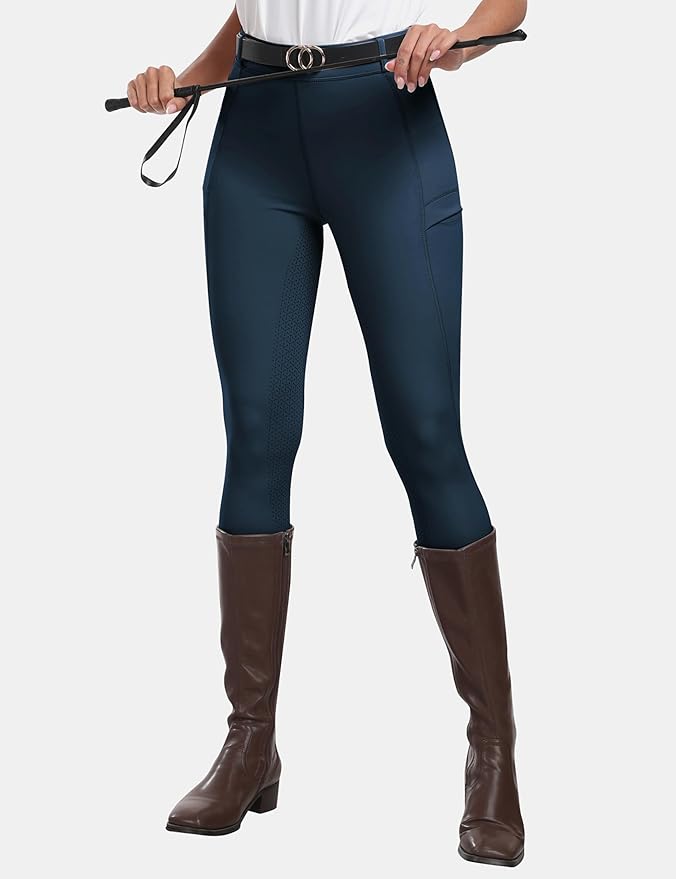 MoFiz Women's Silicone Full Seat Horse Riding Pants Zipper Pockets Equestrian Breeches Riding Tights
