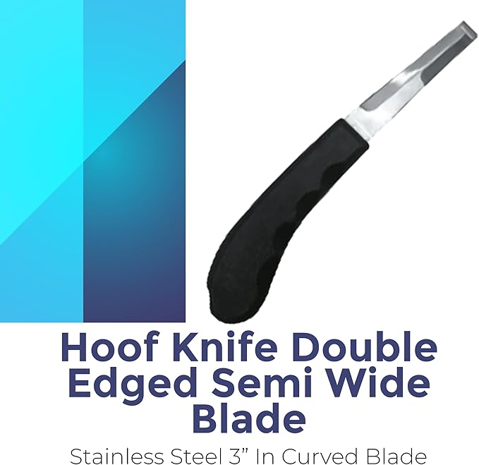 Regular Hoof Knife for Horses – Farrier Tool with Plastic Grip – Hoof Trimming Knife for Equine Care & Veterinary Use (Semi-Wide Blade)