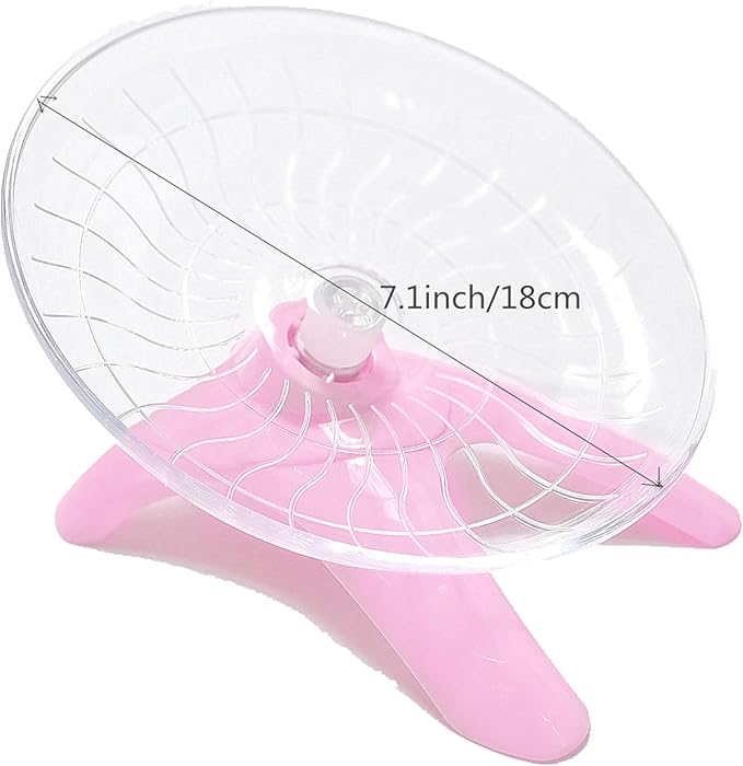 Hamster Flying Saucer Silent Running Exercise Wheel for Hamsters, Gerbils, Mice,Hedgehog and Other Small Pets Silent Running Wheel Hamster Wheel (Pink)