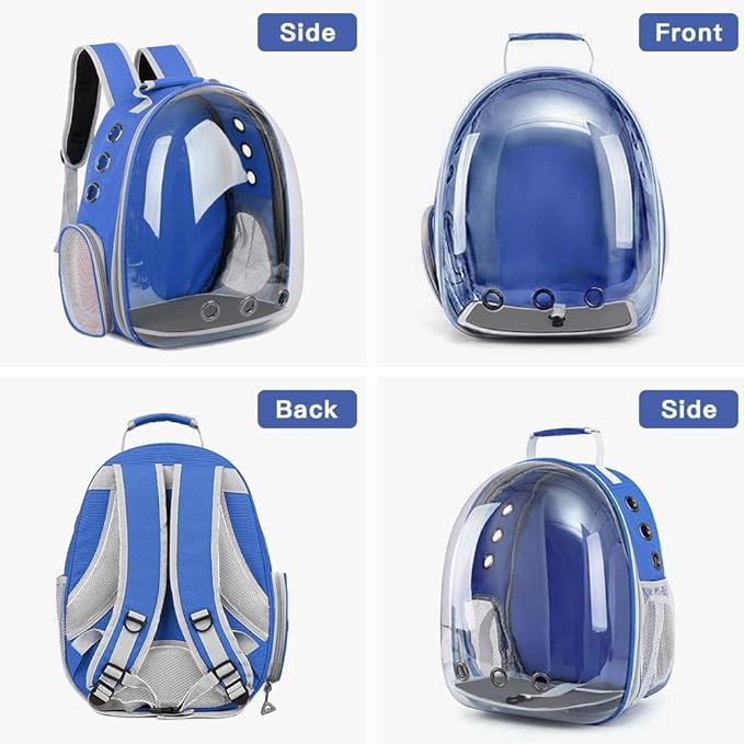 Pet Backpack Carrier with Harness Backpack for Cats, Small Dogs, Bunnies etc with Harness Included, Pet Carrier for Traveling, Walking, Hiking and Outdoor Activities (Blue)