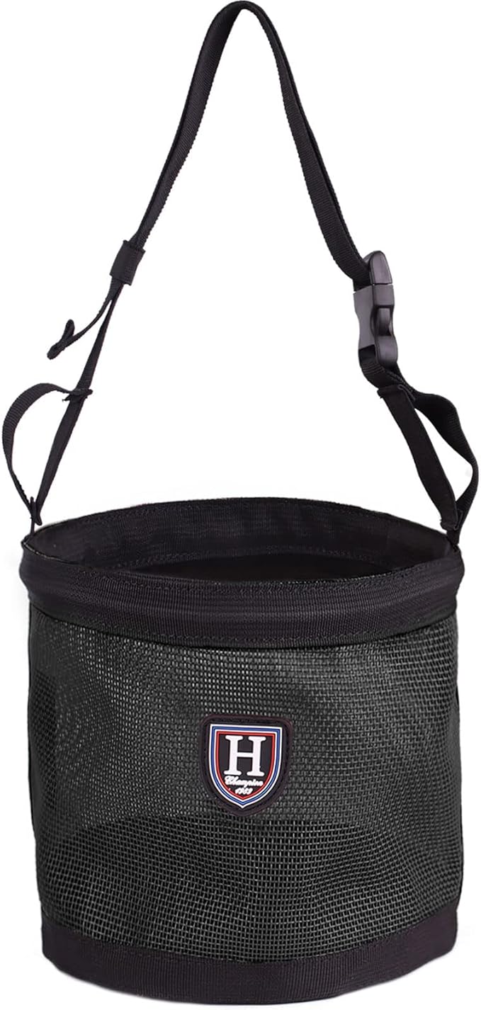 Harrison Howard Horse Muzzle Feed Bag Nylon Mesh Grain Feed Bag with Adjustable Strap Mars Black Small