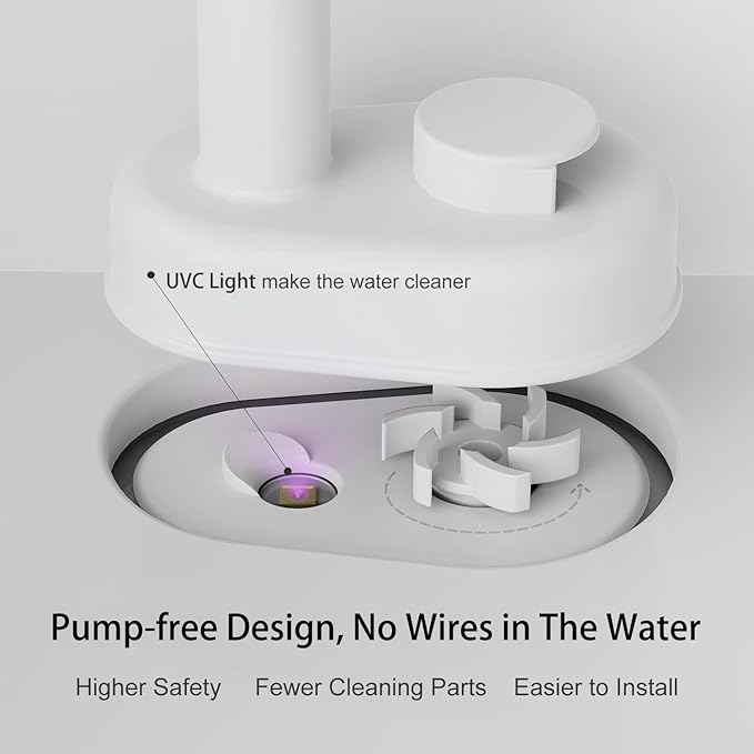 Cat Water Fountain, 122oz/3.6L Pumpless Wireless Cat Fountain, Cordless Water Fountains for Cats Indoor, Dog Pet Water Fountain Battery Operated with Stainless Steel Tray (Pink, Fountain+8 Fliters)