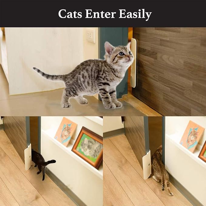 Automatic Pets Door Opener, Automotive Pet Dog Door Private Access Door, Cat Private Handle Pet Door, for Training Pets Dogs Cats Free-Access Entry Exit Room Toilet(White)