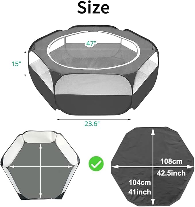 Amakunft 2 in 1 Small Animals Playpen with Pad Mat Rabbit Pop Up playpen Tent Portable Chick Brooder Box Indoor for Guinea Pig/Ferret/Chinchilla/Bearded Dragon/Kitten