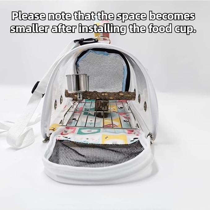 Bird Carrier Bag Bird Travel Cage with Indestructible Stainless Steel Mesh, Feeder Cups and Stand Perch, Portable Bird Travel Bag, Pet Transparent Breathable Travel Cage (Colorful,Medium)