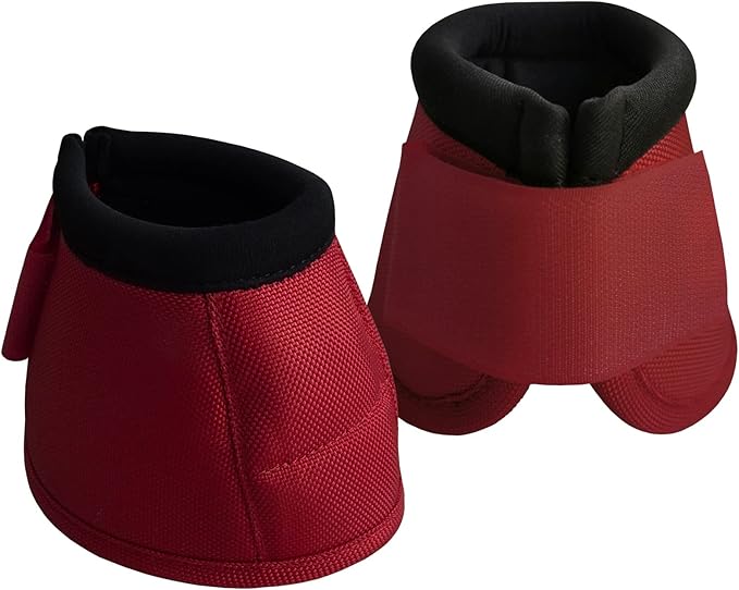 Equine Ballistic Overreach Bell Boots - No-Turn Horse Hoof Protection Boots (Sold in Pairs) WineRed Medium