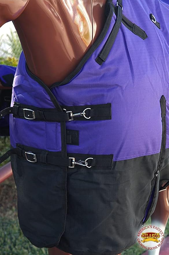HILASON 1200D Winter Waterproof Poly Horse Turnout Blanket Belly Wrap Purple | 78 in