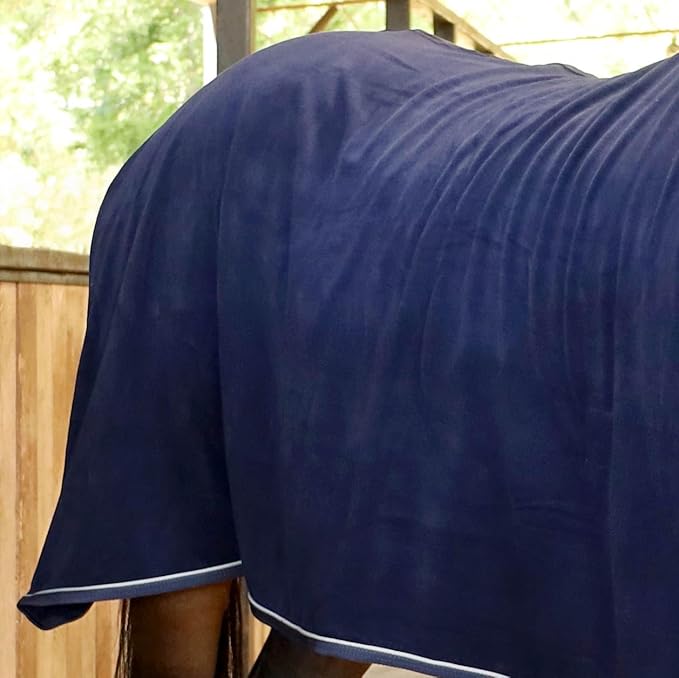 Jeffers Equine Elite Fleece Horse Cooler Blanket, 81 Inch – Soft, Adjustable Fit, Lightweight, Easy Care, Moisture Wicking Cooling Sheet with Surcingle for Post Exercise, Travel for Horses – Navy