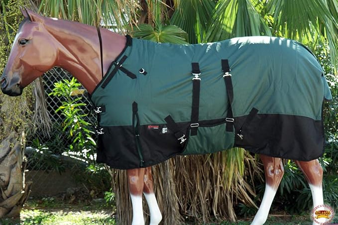 HILASON 1200D Winter Waterproof Poly Horse Turnout Blanket Belly Wrap Green | 78 in
