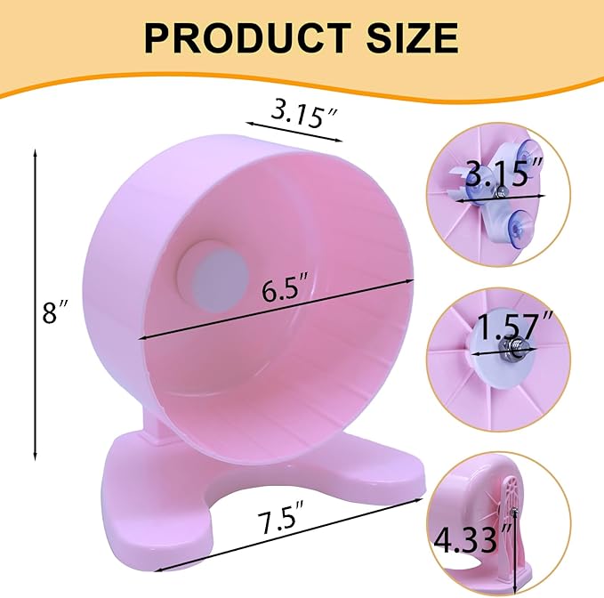 Hamster Wheel, 6.5" Super-Silent Exercise Wheels, Dual-Bearings Quiet Spinner Running Wheels, 3 Installation Methods, Fits Any Hamster Cage, Hamsters Toy for Dwarf Hamsters, Gerbils, and Small Pets.