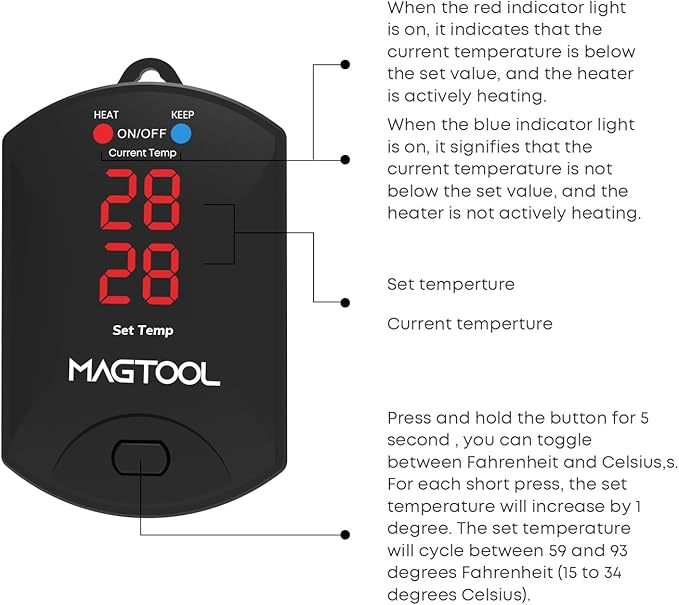 ＭagTool Aquarium Heater, 100W-1200W Submersible Fish Tank Heater with Over-Temperature Protection & Automatic Power-Off Fish Heater with Digital Controller for Freshwater & Saltwater 65-75-156 Gal