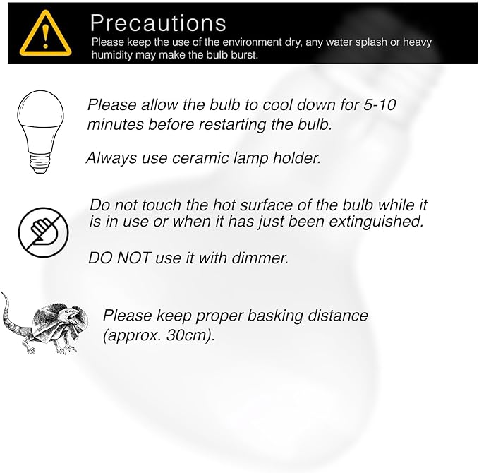 Reptile Heat Bulb Lamp, 2-Pack 100W Daylight Basking Spot, Bearded Dragon/Turtle/Lzard/Gecko Light Bulb, UVA Heat Lamp, Basking Light for Reptiles