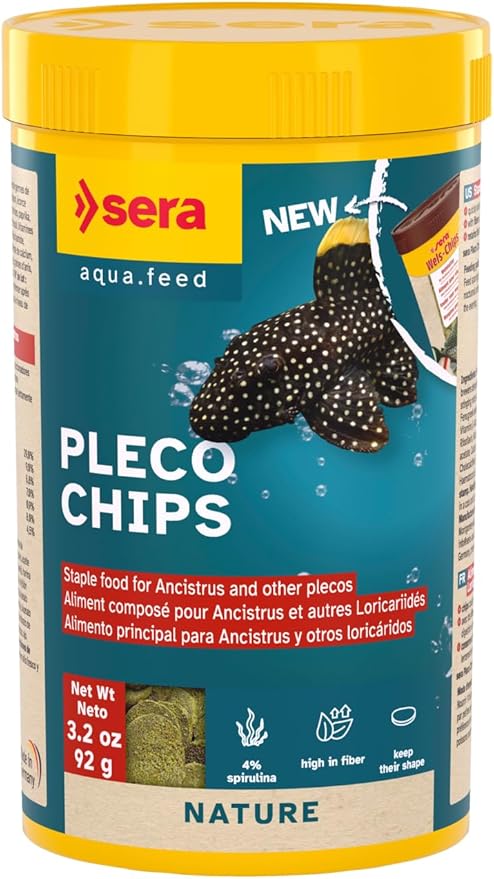 Sera Pleco Chips 3.4oz/0.21lbs | Premium Fish Food for Ancistrus & Plecos | High Fiber | No Dyes & Preservatives | Supports Digestion & Promotes Healthy Growth | Ideal for Bottom Feeders