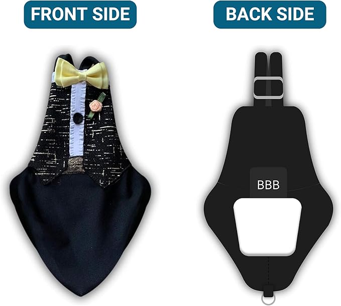 Bev's Bird Boutique Regular Flyper Adjustable Bird Diaper | Reusable, Washable Cloth | Comfort Fit for Parrot, Cockatiels, & Other Small Birds | Fashionable Avian Accessories, Tuxedo, Size 7.5