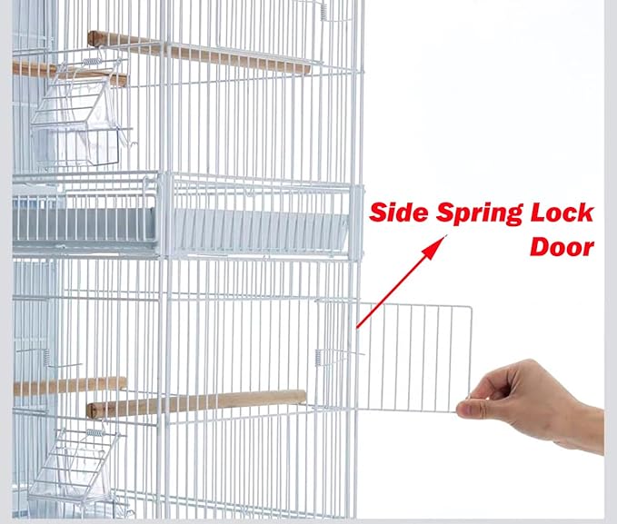 Combo: Extra Large White Stack & Lock Breeder Bird Flight Cage Breeding Nest Door Removable Divider with Removable Rolling Stand 38"x11"x15"H LOT-2