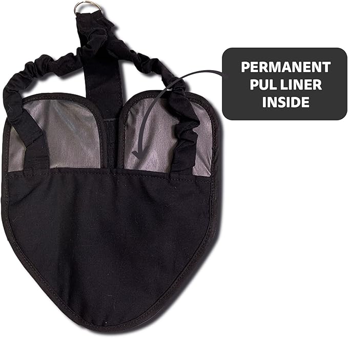 Hen Holster Bird Diaper, Wrap Around - for Hens, Roosters, Ducks, Geese, Leak-Proof Design, Comfortable Fleece Strap Bird Harness with Sewn-in Liner, Secure Hook and Loop Closure - S/M, Black