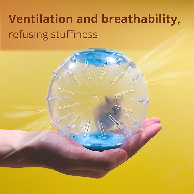 4.9" Hamster Wheel, Exercise Ball & Wheel - Silent Running Toy with Anti-Skid, Transparent Hamster Ball, Breathable Design & Rope for Easy Carry, for Little/Dwarf Mouse, Blue