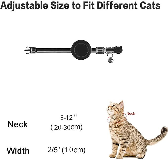 Airtag Cat Collar Breakaway, Safety Kitten Collar with Apple Airtag Holder,Cute GPS Cat Collar with Bell[Purple], Lightweigh Tracker Cat Collars for Girl Boy Cats, Kittens and Puppies
