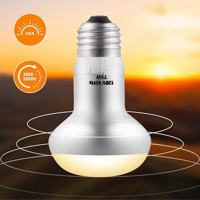 DXOPHIEX 2 Pack 75W Reptile Heat Lamp Bulbs Reptile Heat Bulbs, UVA Basking Bulb and Infrared Light Bulb Combo, Basking Light for Bearded Dragon, Turtles, Snake and Lizard