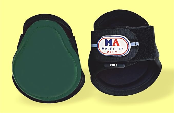 Majestic Ally Horse Leg Protection Fetlock and Tendon Boots Set, PU Shell, Neoprene Lining, Hook and Loop Closures, Multiple Colors and Sizes