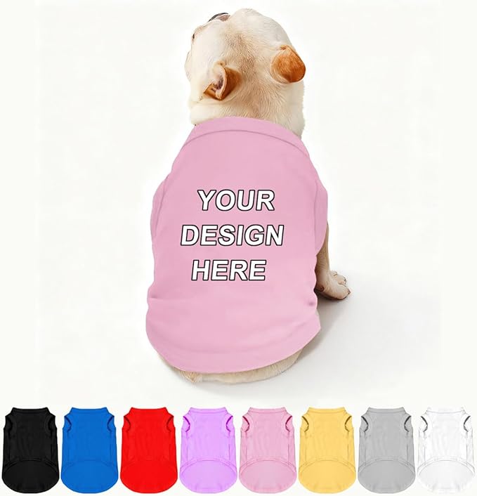 Personalized Dog Shirt Custom Pet T Shirts for Small Large Dogs Customized Puppy Clothes with Name Logo Picture Breathable Pets Sleeveless Vest Apparel Gifts, Light-Pink, S