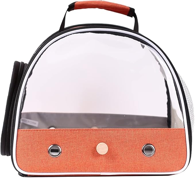 Small Bird Travel Carrier, Portable Bird Travel Outside Cage for Parakeet, Parrot, Budgie, Guinea Pig, Bearded Dragon Reptile Carrier for Hiking Vet Visit Bicycle Ride (Orange)