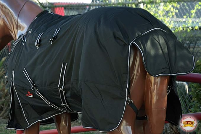 Black 84 in HILASON 1200D Winter Waterproof Poly Horse Turnout Blanket Belly Wrap