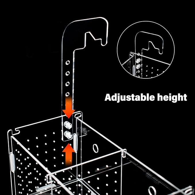 Fish Breeding Box for Aquarium Acrylic Fish Tank Breeder Divider Box with Suction Cups Transparent Hatchery Hanging Incubator for Fishes Shrimp Clownfish and Guppy 7.2" x 3.5" x 3.3"