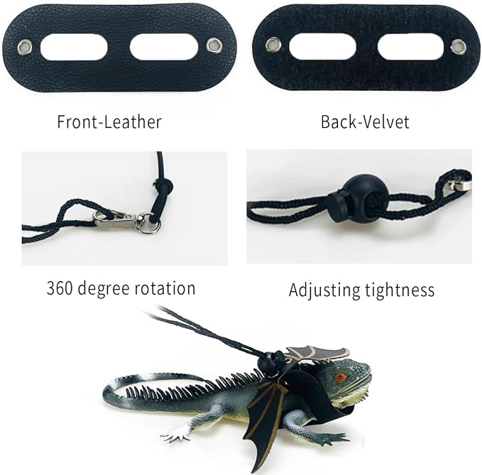 Bearded Dragon Lizard Backpack Carrier with Harness and Leash Set, Small Animal Carrier Backpack, Space Capsule Bubble Window, Small Pet Carrier Backpack, Airline Approved (Black)