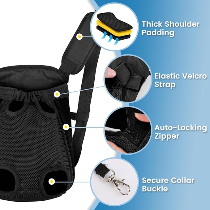Dog Backpack Carrier Purse, Adjustable Pet Front Carriers, Legs Out Carrying Sling Travel Bag for Small Medium Dogs 7-11 Lbs, Soft Wearable Puppy Chest Carry Backpacks for Walking or Daily Outings