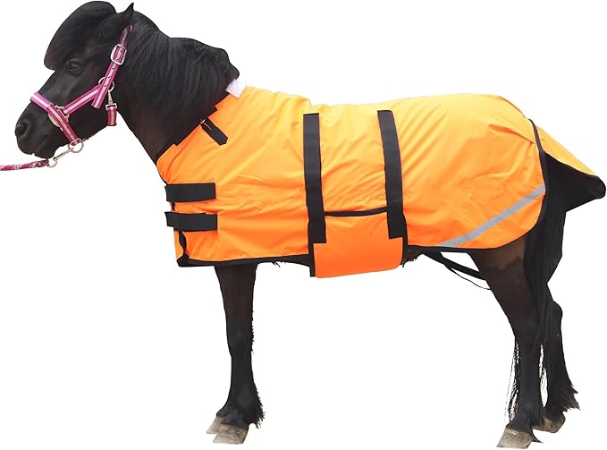 Foal/Mini Horse Size 30"-48" Waterproof & Breathable 300 Denier Winter Turnout Blanket with 150g Polyfill Orange Medium