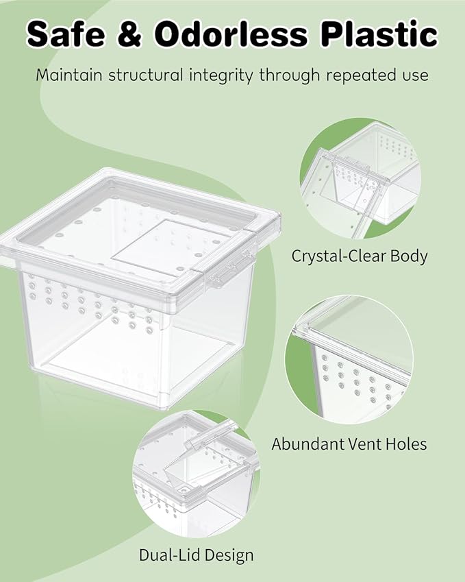 Pawfly 20 Pcs Mini Spider Terrarium Breeding Box, Transparent Plastic Jumping Spider Enclosure Cricket Keeper Tarantula Enclosure, Small Reptile Hatching Container for Scorpion Centipede Gecko Mantis