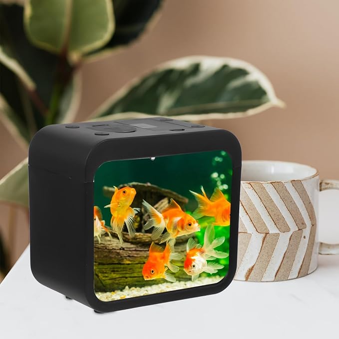 Mini Fish Tank with Light Transparent Fish Breeding Box for Betta Small Aquarium for Home Decor and Desktop Use Color Changing