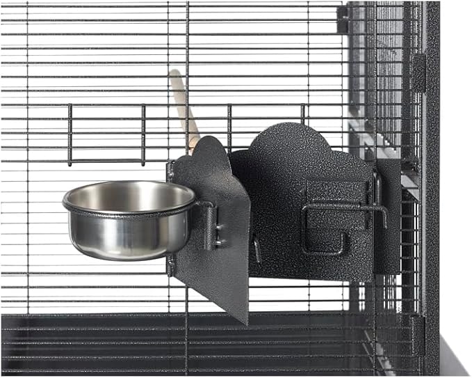 Mid-Century Marvel Bird Cage with Retro-Inspired Design, Durable Construction, Spacious Interior, and Elegant Finish for Stylish Black