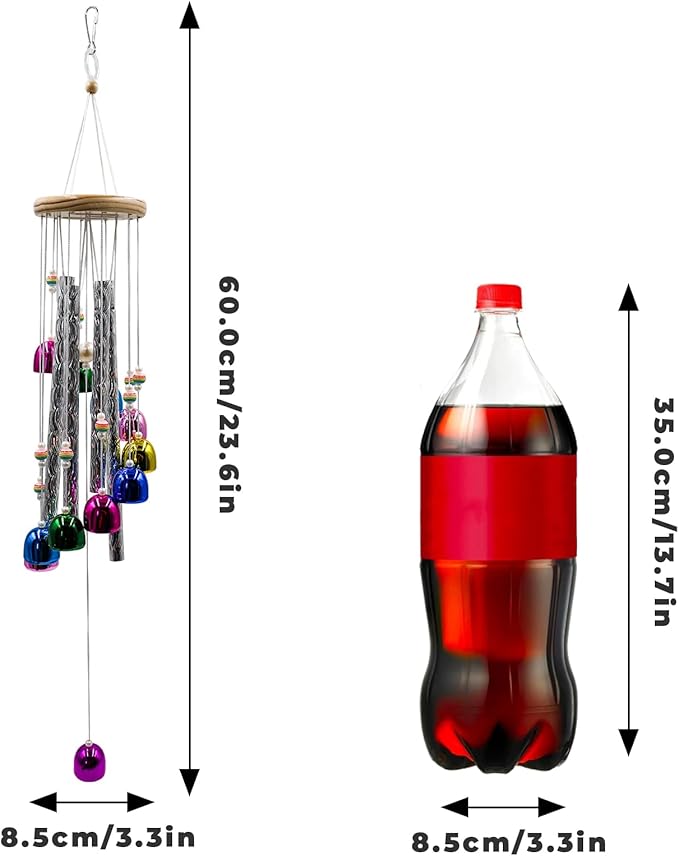 Parakeet Toys with Colorful Bells and Shining Sticks, Bird Cage Accessories Wind Chimes for Chewing, Chew Toys for African Grey, Budgies, Cockatiels, Lovebirds, Conures, Quakers, Small to Medium Birds