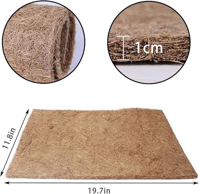 PINVNBY 2 Pcs Reptile Carpet Coconut Fiber Mat,Lizard Terrarium Substrate Liner Gecko Tank Flooring Bearded Dragon Tank Accessories Bedding for Snakes Chameleons Tortoises