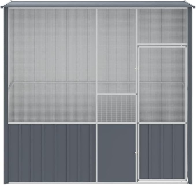 Bird Cage Galvanized Steel, Large Bird Cage with Wire Mesh Grids and Lockable Door, Aviary Spacious and Versatile Cage Ideal for Birds, Rabbits, Chickens, Anthracite 84.6"x30.7"x78.7"