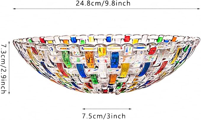 MAGCOLOR Hand Painted Colorful Woven Glass Crystal Salad & Fruit Bowl Decoration,Centerpiece For Home,Office,Wedding Decor, Fruit, Snack, Dessert, Server