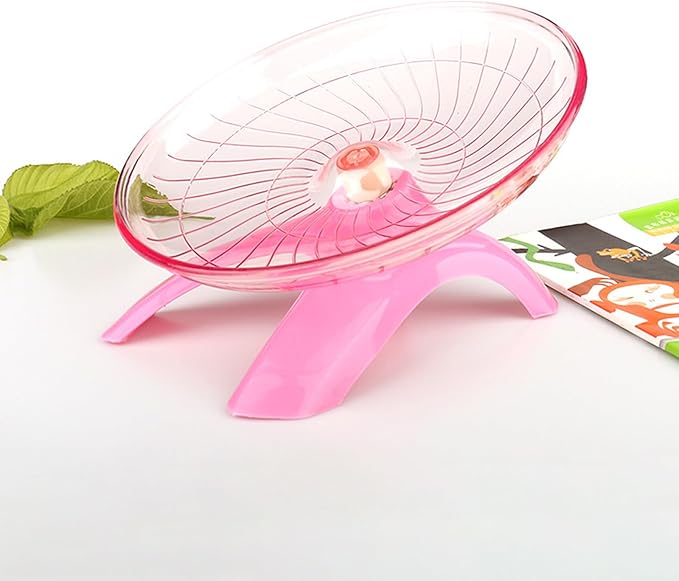 Hamster Flying Saucer Silent Running Wheel, 12 Inch, Suitable for Guinea Pigs, Hamsters, Hedgehogs and Other Small Animals to Ensure Safe Exercise (Pink)