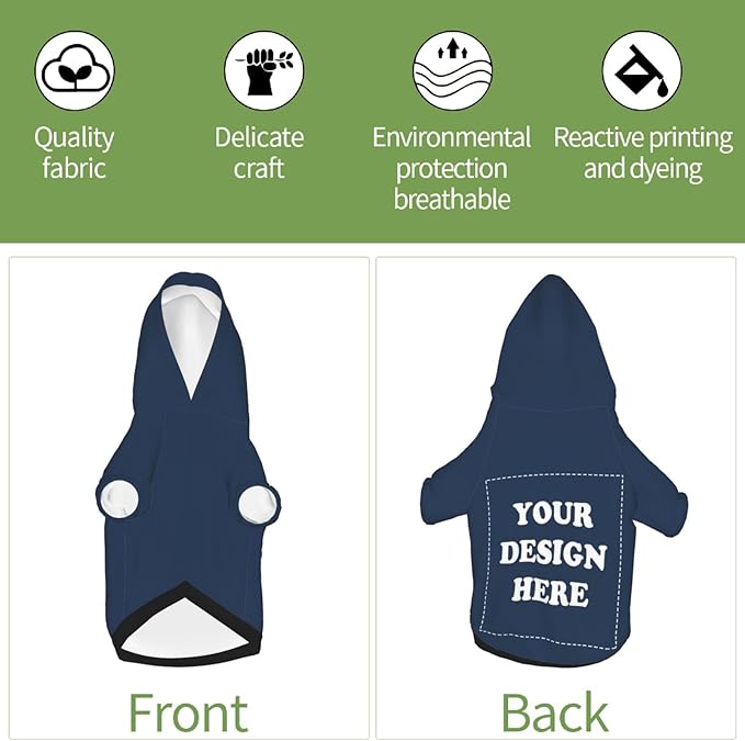 Dog Costume, Custom Dog Hoodie, Dog Name Costume Holiday Pet Pajamas Outfit, Personalized Pet Coat Costumes for Small Medium Large Dogs and Cats for Winter, Navy, XXS