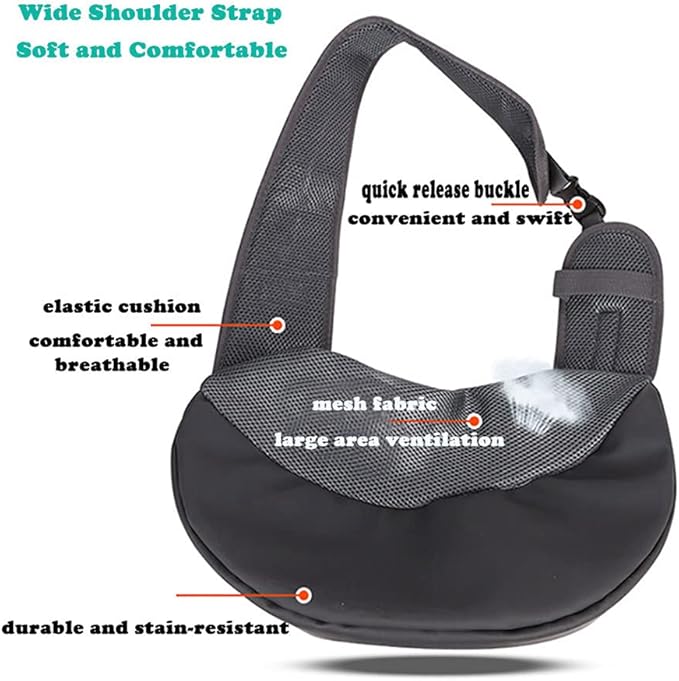 Pet Dog Sling Carrier, Breathable Mesh Portable Travel Safe Pet Sling Shoulder Bag Carrier with Adjustable Non-Slip Shoulder Strap for Small Dogs Cats Puppy (Small, Green)